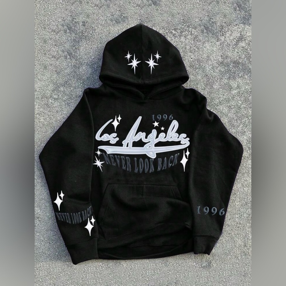 Manfinity EMRG Men's Letter And Star Patterned Long Sleeve Casual Hoodie